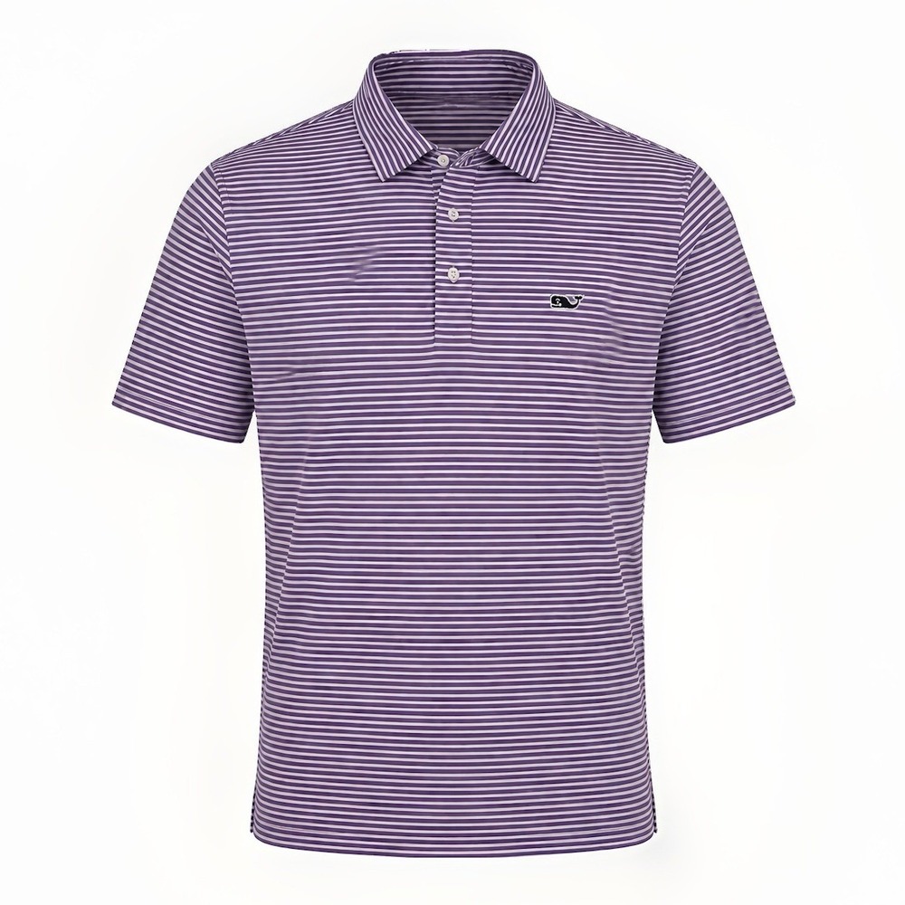 Vineyard Vines Performance Polo Shirt Men's Large Preppy Pink & Purple Striped